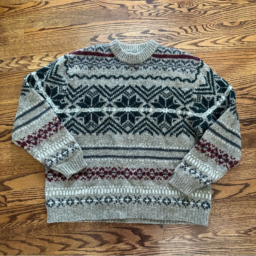 Eddie Bauer wool blend ski winter pullover sweater men’s size XL
